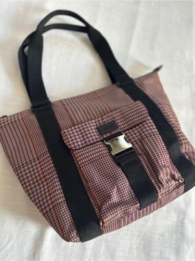 LRL Ralph Lauren Vintage Y2K Purple Houndstooth Utility Tote Bag